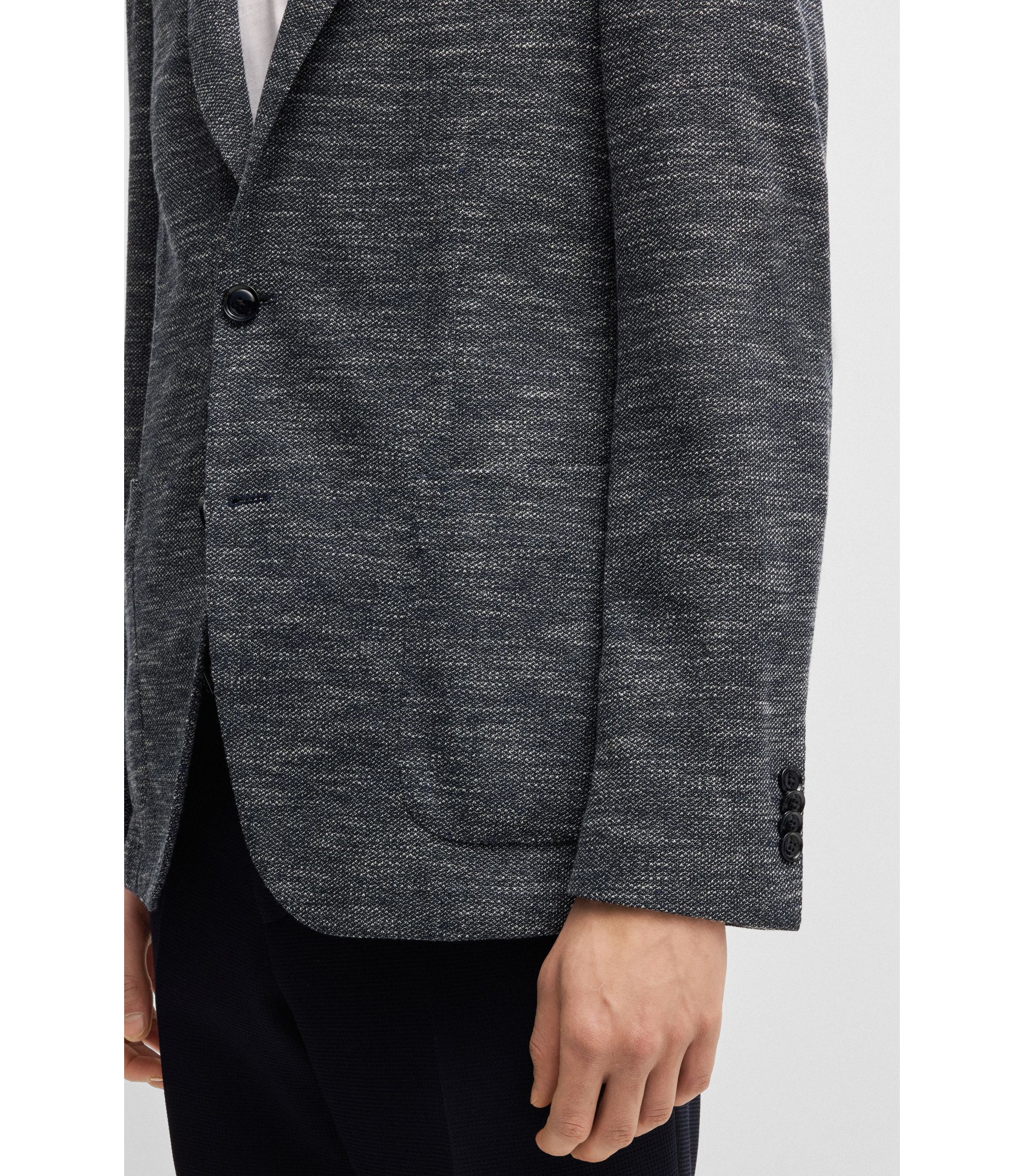 BOSS - Slim-fit suit jacket in micro-patterned stretch fabric