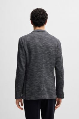 Americana slim fit en tejido el&aacute;stico con microestampado, Azul oscuro