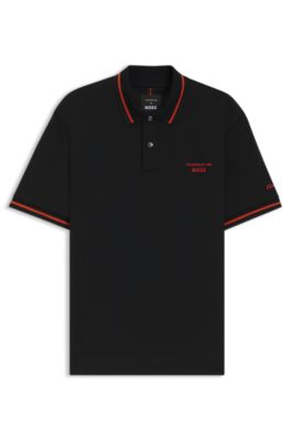Polo Porsche x BOSS en algod&oacute;n con control de la humedad, Negro