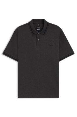 Polo en coton avec gestion de l&rsquo;humidit&eacute; Porsche&nbsp;x&nbsp;BOSS, Gris sombre
