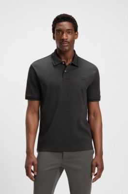 Polo en coton avec gestion de l&rsquo;humidit&eacute; Porsche&nbsp;x&nbsp;BOSS, Gris sombre