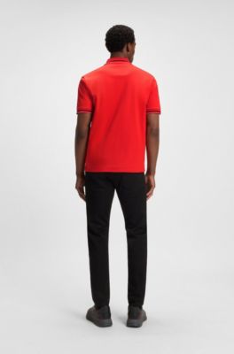 Porsche x BOSS polo shirt in anti-perspiration cotton, Dark Orange
