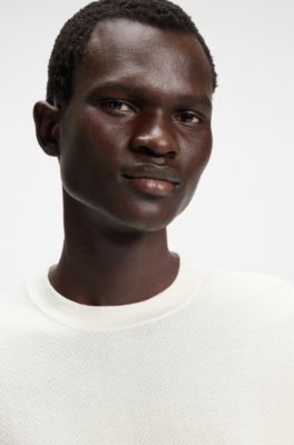 Cotton-silk sweater in a regular fit, White