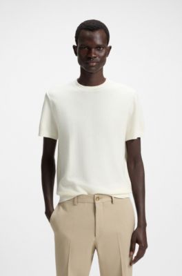 Jersey regular fit de algod&oacute;n y seda, Blanco