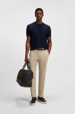 Jersey regular fit de algod&oacute;n y seda, Azul oscuro