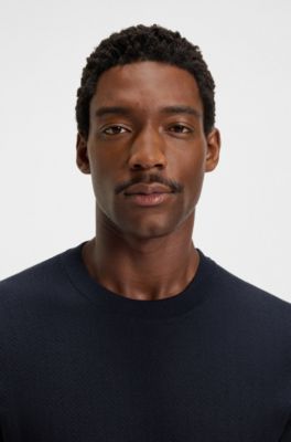 Jersey regular fit de algod&oacute;n y seda, Azul oscuro