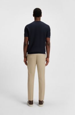 Cotton-silk sweater in a regular fit, Dark Blue