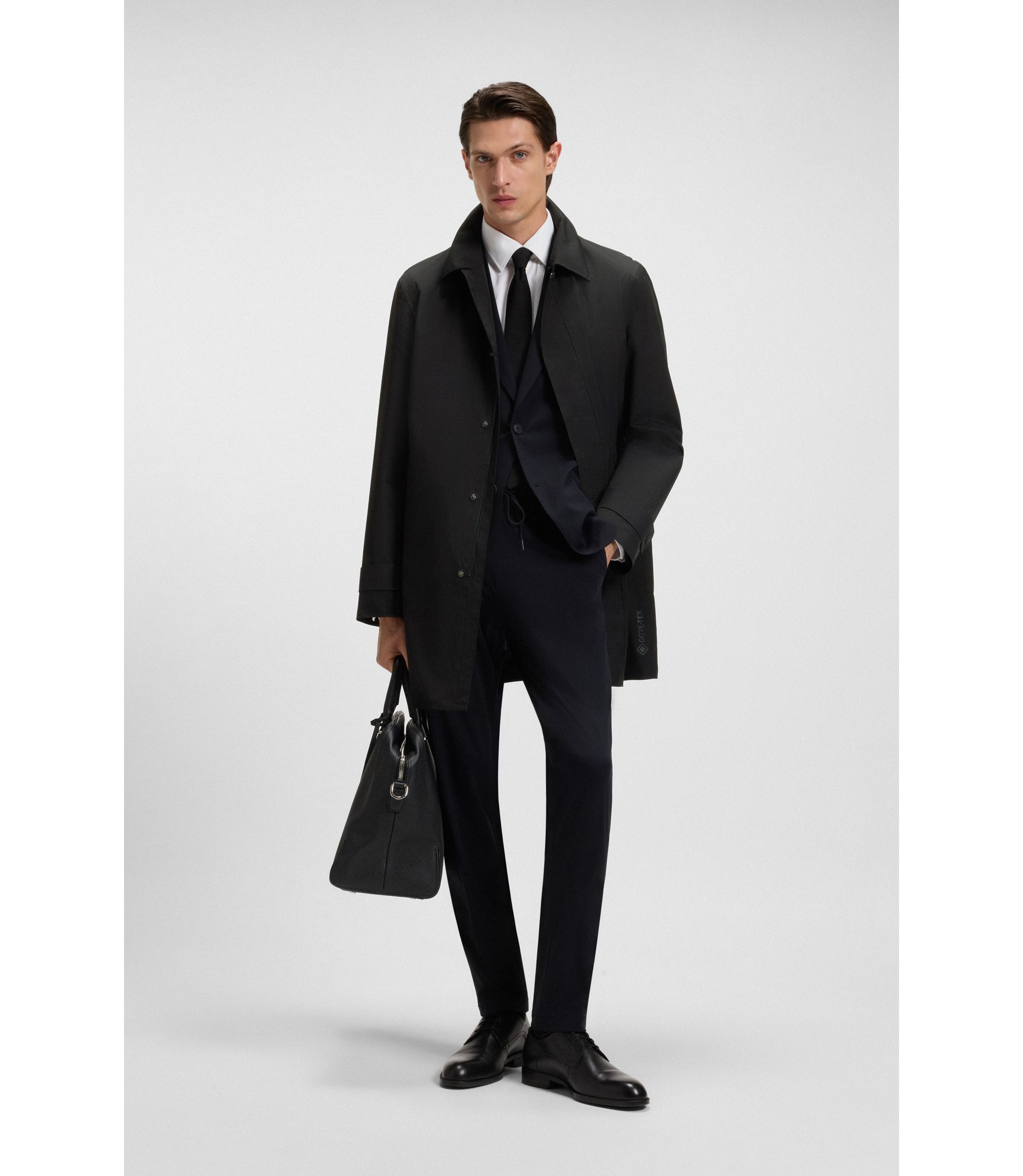 BOSS - GORE-TEX® water-repellent collared coat - Black