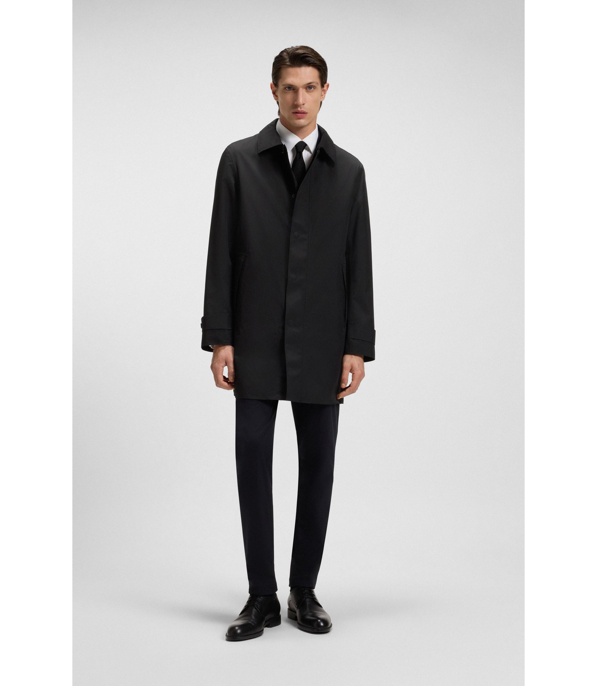BOSS - GORE-TEX® water-repellent collared coat - Black