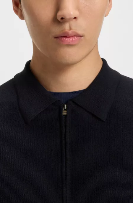 Virgin-wool zip cardigan in a regular fit