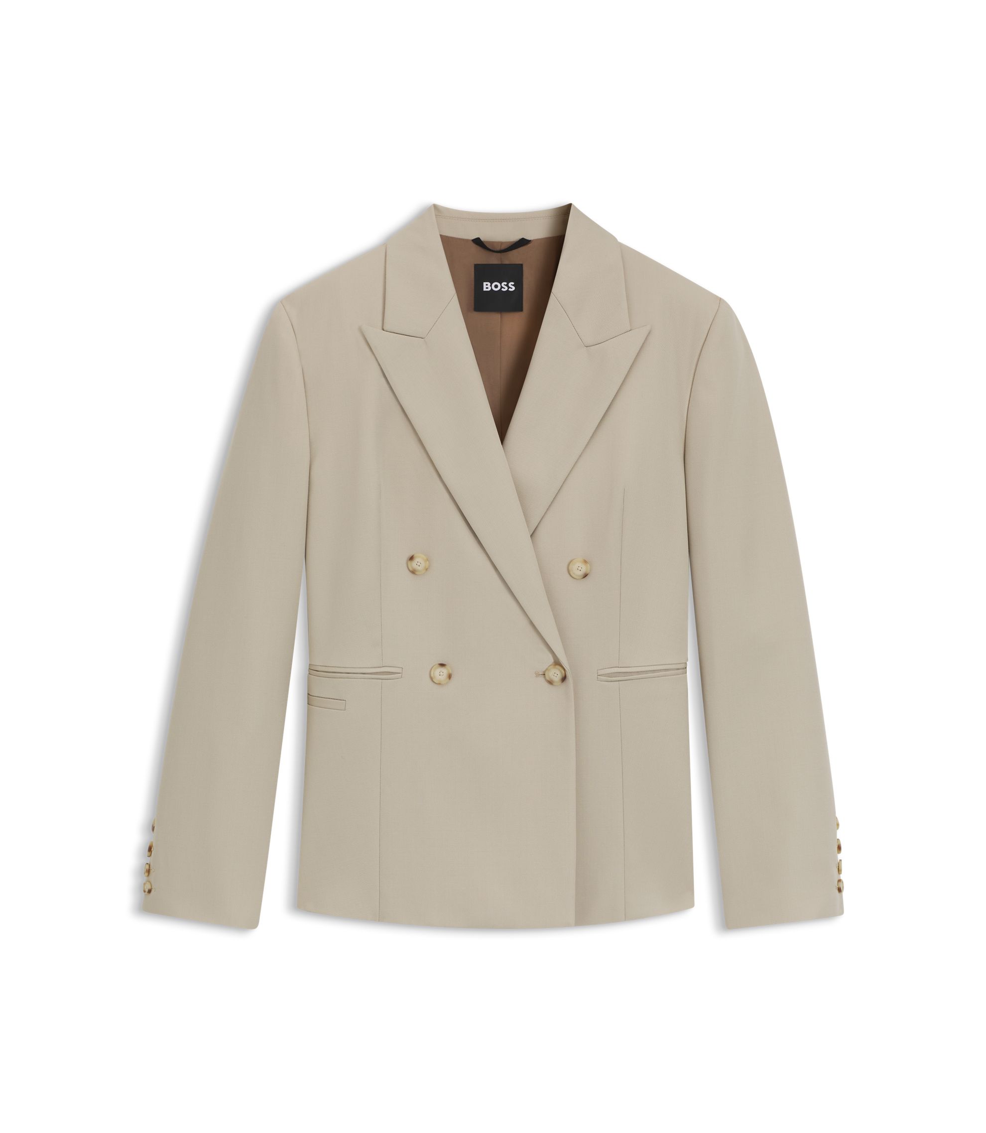 BOSS - Slim-fit blazer in virgin-wool twill - Light Beige