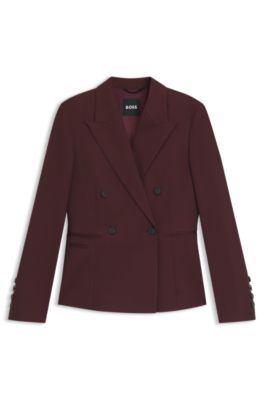 Blazer slim fit en sarga de lana virgen, P&uacute;rpura oscuro