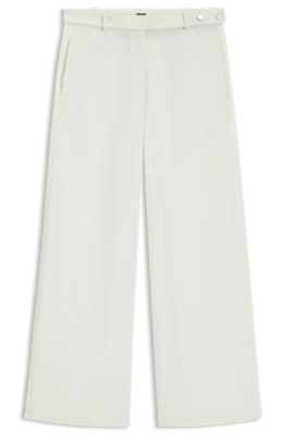 Pantalones relaxed fit de lona de algod&oacute;n, Blanco