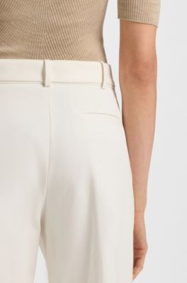 Pantalones relaxed fit de lona de algod&oacute;n, Blanco