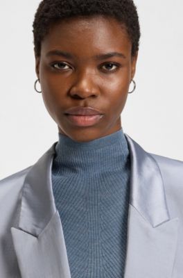 Relaxed-fit blazer in sateen, Light Blue