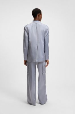 Relaxed-fit blazer in sateen, Light Blue