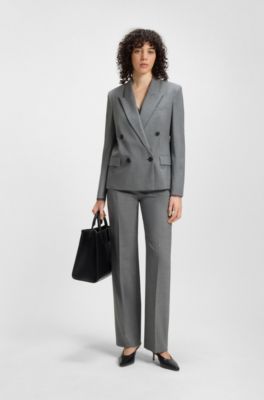 Regular-fit blazer in melange virgin wool, Gris oscuro