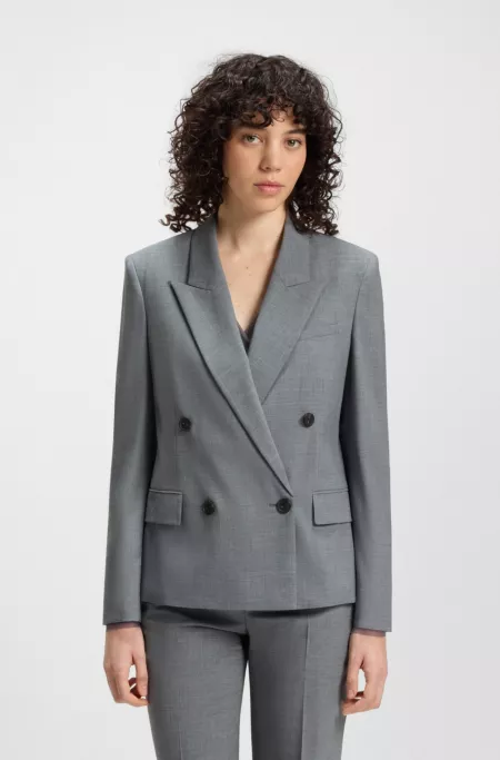 Regular-fit blazer in melange virgin wool