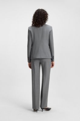Regular-fit blazer in melange virgin wool, Dark Grey