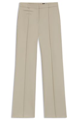 Pantalones regular fit de sarga de lana virgen, Beige claro
