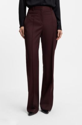 Pantalones regular fit de sarga de lana virgen, P&uacute;rpura oscuro