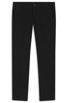 Pantalones slim fit en tejido de gabardina de algod&oacute;n el&aacute;stico, Negro