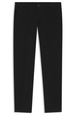 Pantalon Slim Fit en gabardine de coton stretch, Noir