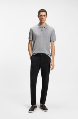 Pantalon Slim Fit en gabardine de coton stretch, Noir