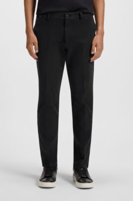 Pantalon Slim Fit en gabardine de coton stretch, Noir
