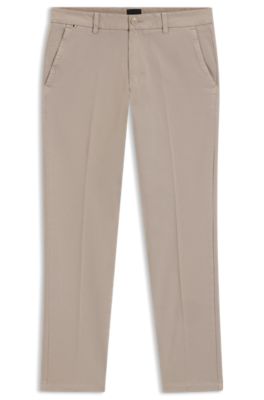 BOSS - Slim-fit trousers in stretch-cotton twill - Light Beige