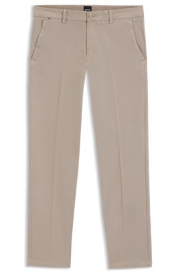 Pantalones slim fit en tejido de gabardina de algod&oacute;n el&aacute;stico, Beige claro