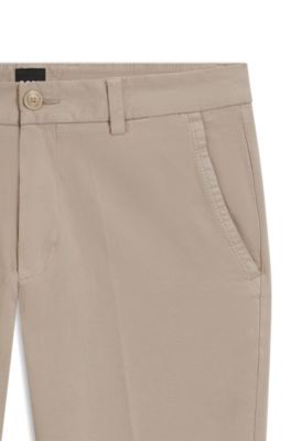 Slim-fit trousers in stretch-cotton gabardine, Light Beige