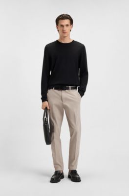 Pantalones slim fit en tejido de gabardina de algod&oacute;n el&aacute;stico, Beige claro