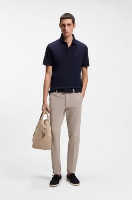 Pantalones slim fit en tejido de gabardina de algod&oacute;n el&aacute;stico, Beige claro