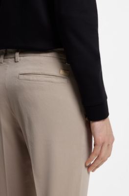Slim-fit pants in stretch-cotton gabardine, Light Beige
