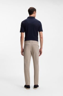 Pantalones slim fit en tejido de gabardina de algod&oacute;n el&aacute;stico, Beige claro
