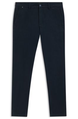 Pantalones slim fit en tejido de gabardina de algod&oacute;n el&aacute;stico, Azul oscuro