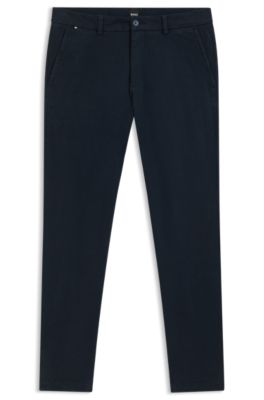 Pantalones slim fit en tejido de gabardina de algod&oacute;n el&aacute;stico, Azul oscuro