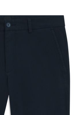 Pantalones slim fit en tejido de gabardina de algod&oacute;n el&aacute;stico, Azul oscuro