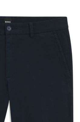 Pantalones slim fit en tejido de gabardina de algod&oacute;n el&aacute;stico, Azul oscuro