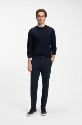 Slim-fit pants in stretch-cotton gabardine, Dark Blue