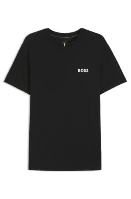 Odour-control slim-fit T-shirt in stretch piqu&eacute;, Black