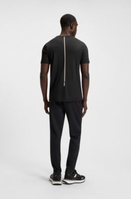 T-shirt Slim en piqu&eacute; stretch avec gestion des odeurs, Noir