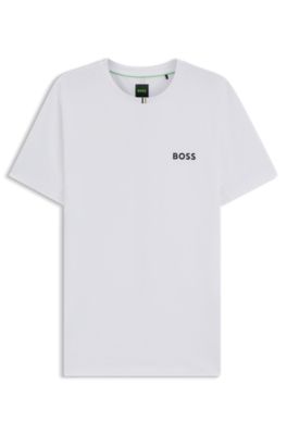 Odour-control slim-fit T-shirt in stretch piqu&eacute;, White