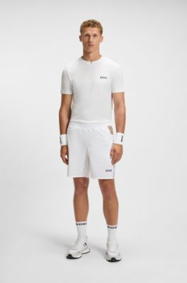 Camiseta slim fit de piqu&eacute; el&aacute;stico con control del olor, Blanco