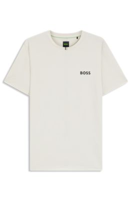 Odour-control slim-fit T-shirt in stretch piqu&eacute;, White