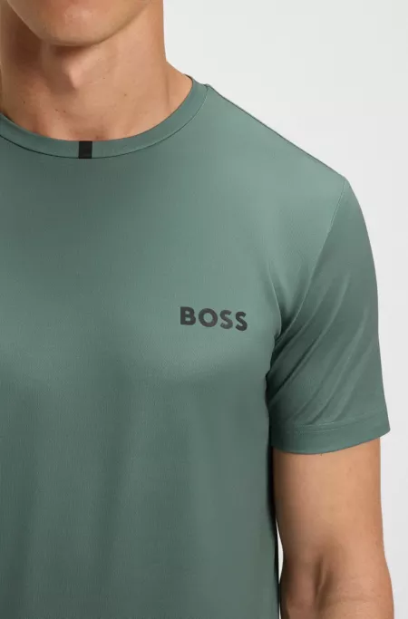 Odour-control slim-fit T-shirt in stretch piqué