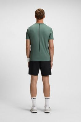 Odour-control slim-fit T-shirt in stretch piqu&eacute;, Light Green