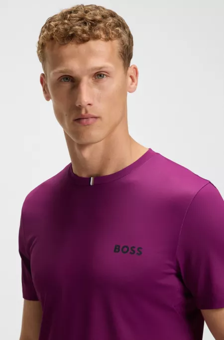 Odour-control slim-fit T-shirt in stretch piqué