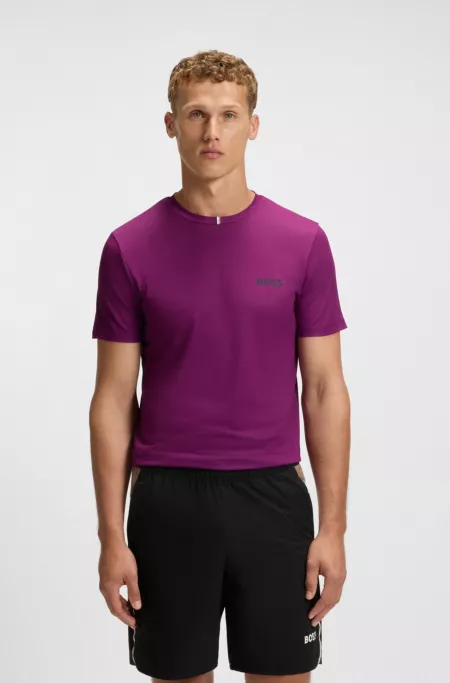 Odour-control slim-fit T-shirt in stretch piqué